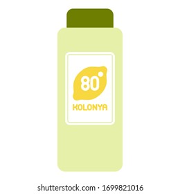 Flat design vector illustration of cologne (Turkish kolonya) bottle with label svg