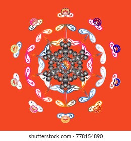Flat design. Vector illustration. Colorful snowflake Vector illustration. Icons, labels. Snowflake icon, isolated. Vector winter snowflakes on colorful background.