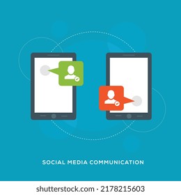 Flat design vector illustration of Communication,Social Media Network Illustration 