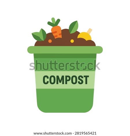 Flat design vector illustration of a compost bin