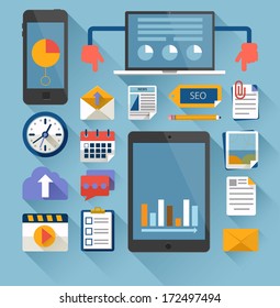 Flat design vector illustration concept icons set