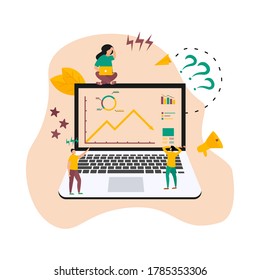 Flat design vector illustration concept of stock market crisis. Financial charts down due to the pandemic coronavirus