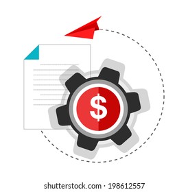 Flat design vector illustration concept for management, strategy, internet marketing, start up with icons set of modern business working elements, finance objects. Isolated vector illustration. 