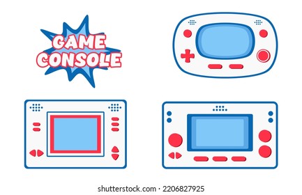 Flat design vector illustration concept of video game concole. Gadget technology, electronic device. Gaming console collection for digital play, entertainment.