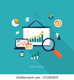 Flat design vector illustration concept of web development of analysis