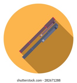 Flat design vector illustration concept of ballpoint pen icon long shadow.