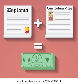 Flat design vector illustration concept for on line services. Concepts for hand touching smart phones with rocket car bank and diploma scroll, text signs innovation navigation education finances