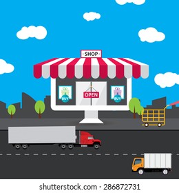 flat design vector illustration concept of online shop