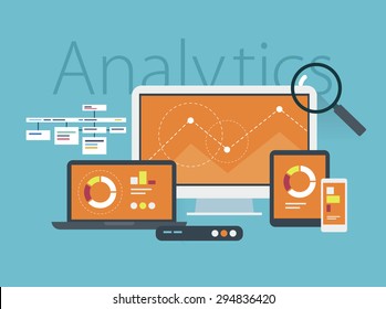 Flat Design Vector Illustration Concept Of Website Analytics