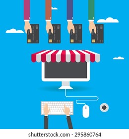 flat design vector illustration concept of online shop