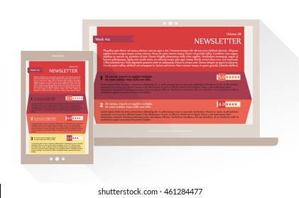 Flat design vector illustration concept of website page layout on different devices. Vector illustration.