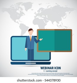 Flat design  vector illustration concept for webinar, online learning, professional lectures in internet. Isolated on bright background