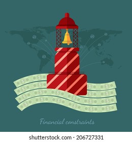Flat design vector illustration concepts of finance and business, financial constraints