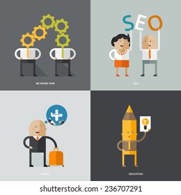 Flat design vector illustration concepts for business, web, mobile marketing, partnership, education