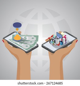 flat design vector illustration concepts of online shopping