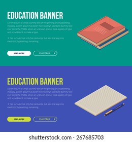 Flat design vector illustration concepts of education and online learning. Concepts for web banners and printed materials.
