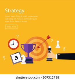 Flat design vector illustration concepts for data analysis, strategy planning and successful business