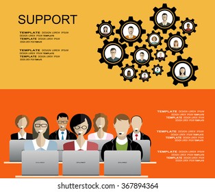 Flat design vector illustration concepts for analytics search information, mobile marketing, market research and client support.