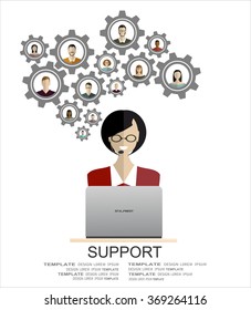 Flat design vector illustration concepts for analytics search information, mobile marketing, market research and client support.