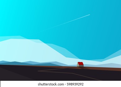 Flat design. Vector illustration - countryside house