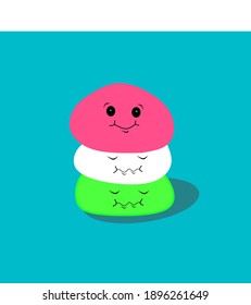 Flat design vector illustration of cute Japanese food called mochi.