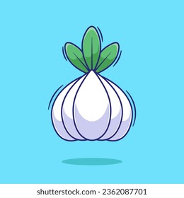 Flat design vector illustration of cute garlic