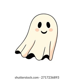 Una Ilustración vectorial de diseño plano de un fantasma agradable lindo