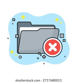 Ilustración vectorial de diseño plano de la carpeta de archivos eliminados Interfaz de usuario de estado vacío que simboliza el error Cancelar o eliminar el proceso