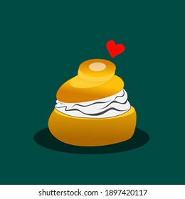 Ilustración vectorial de diseño plano de puff delicioso crema.