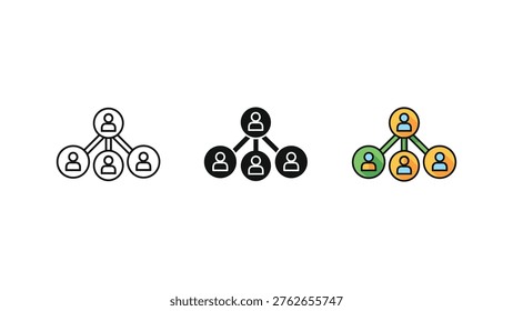 Flat design vector illustration depicting a family tree with three generations, showcasing lineage connections. Ideal for genealogy, family history, education, and business presentations on relationships or heritage.