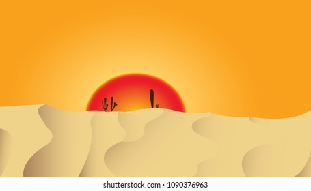 Flat design. Vector illustration desert.
