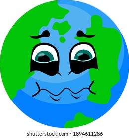 Flat design vector illustration of earth looking axious.