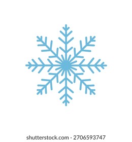 Ilustração vetorial de design plano de um floco de neve de oito pontas