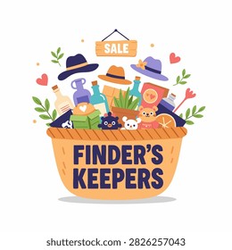 Flat design vector illustration of a flea market festival treasure concept