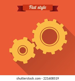  Flat design vector illustration with gears icon.