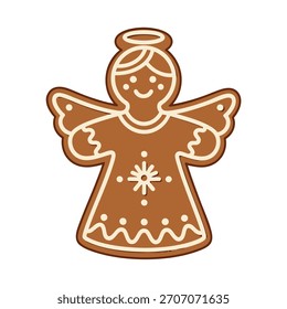 Ilustração vetorial de design plano de um biscoito de gengibre em forma de anjo