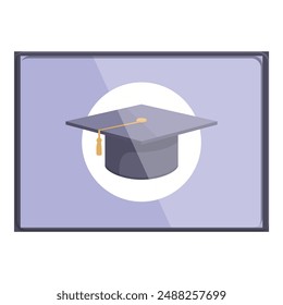 Ilustración vectorial plana de diseño del icono de la gorra de graduación para fines educativos, académicos y académicos. Perfecto para el Web, la instrucción y el uso académico