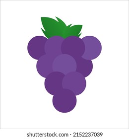 Ilustración vectorial de diseño plano de uva aislada sobre fondo blanco.