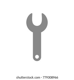 Flat design vector illustration of grey spanner symbol icon.