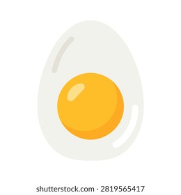 Flat design vector illustration of a halved boiled egg shown in an upright position