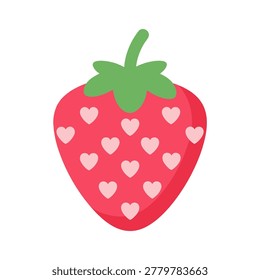 Flat design vector illustration of a heart-patterned strawberry