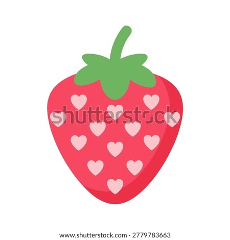 Flat design vector illustration of a heart-patterned strawberry