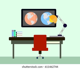 Flat design vector illustration home office.