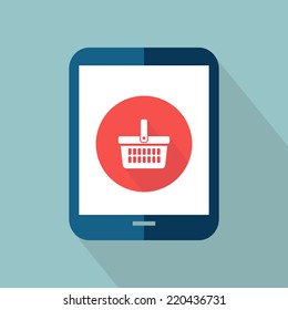 Flat design vector illustration icon of e-commerce. Internet shopping