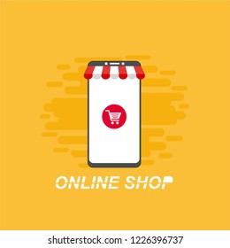 Flat design vector illustration icons of e-commerce symbols, internet shopping elements and objects in retro stylish color. Isolated on colored background
