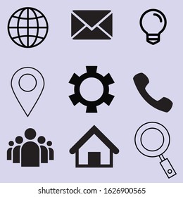 Flat design vector illustration icons set of website searching optimization and Man, Bulb, Phone, object and equipment. Isolated on white background 