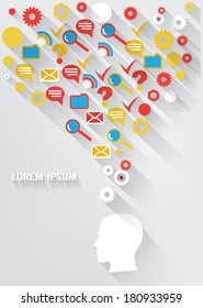 Ilustración vectorial de diseño plano infografía e iconos. Símbolos de red de comunicación