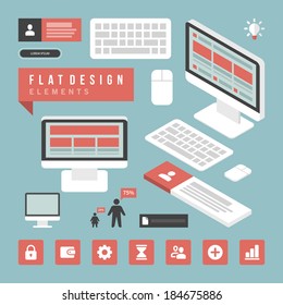 Flat design vector illustration infographic design elements concept and icons. Business  and social media design.  Web site and mobile phone templates.