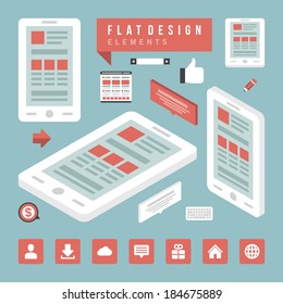 Flat design vector illustration infographic design elements concept and icons. Business  and social media design.  Web site and mobile phone templates.