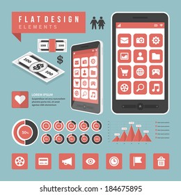Flat design vector illustration infographic design elements concept and icons. Business  and social media design.  Web site and mobile phone templates.
